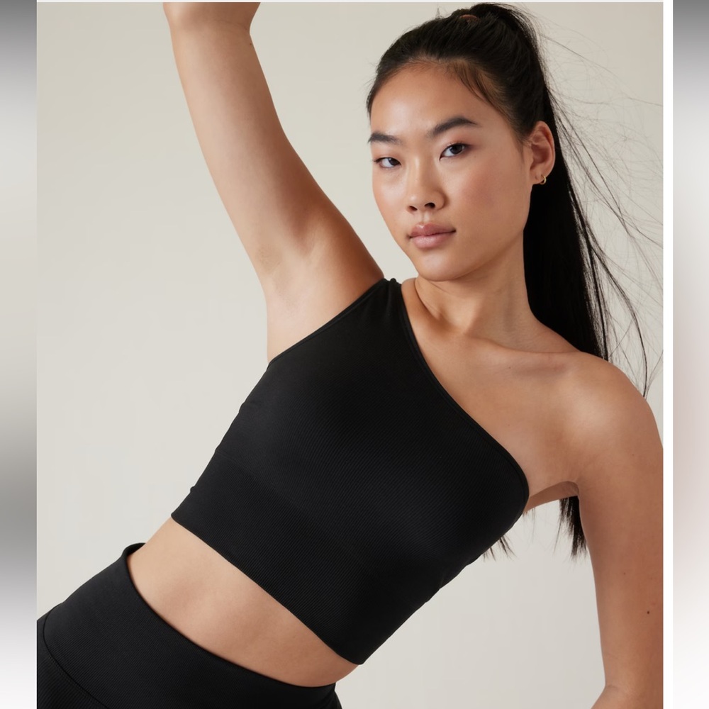 NWT Athleta Aurora One Shoulder Tank black Sz Small